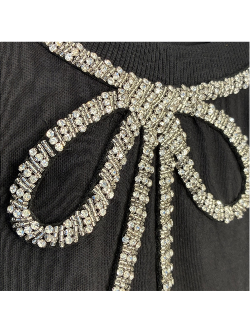 Anthropologie Mave Rhinestone Tee Black with Rhinestone Bow Detail Size L #0043 - Picture 5 of 17